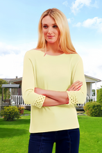 Load image into Gallery viewer, Pima Cotton Long Sleeve Top with Lace Cuff Detaile #194306