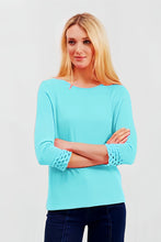 Load image into Gallery viewer, Pima Cotton Long Sleeve Top with Lace Cuff Detaile #194306