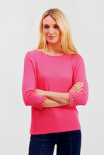 Load image into Gallery viewer, Pima Cotton Long Sleeve Top with Lace Cuff Detaile #194306
