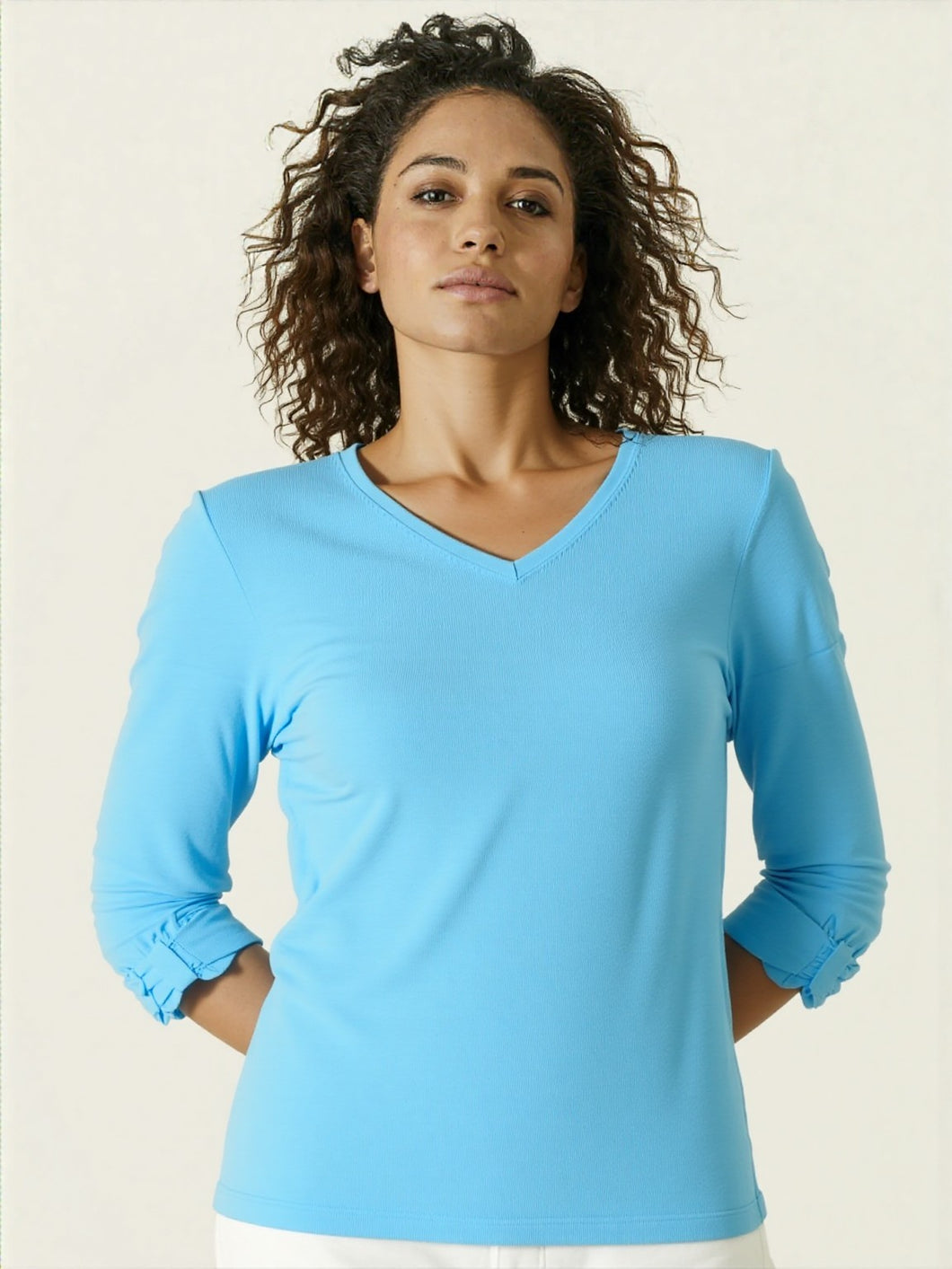 Pima Cotton V Neck 3/4 Tab Sleeve #04397