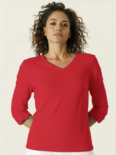 Load image into Gallery viewer, Pima Cotton V Neck 3/4 Tab Sleeve #04397
