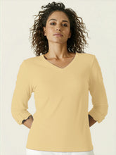 Load image into Gallery viewer, Pima Cotton V Neck 3/4 Tab Sleeve #04397
