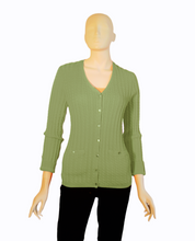 Load image into Gallery viewer, V Neck Cable Cardigan 3/4 Sleeve #13394
