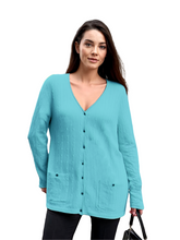 Load image into Gallery viewer, Pima Cotton V Neck Cable-knit Cardigan #14336

