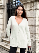 Load image into Gallery viewer, Pima Cotton V Neck Cable-knit Cardigan #14336
