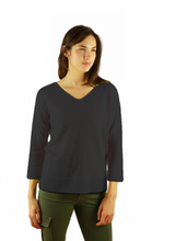 Load image into Gallery viewer, Cashmere Plaited Trim V Neck #173106
