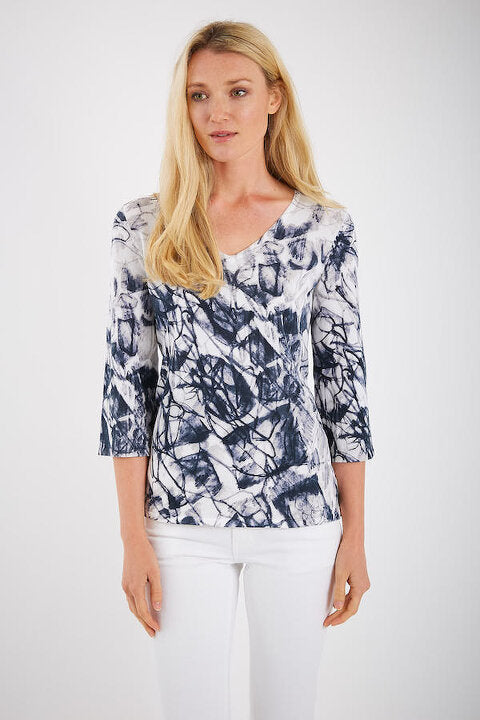 Scribble Print Below Elbow Flare Sleeves #183302