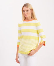 Load image into Gallery viewer, Pima Cotton Stripe Boatneck Below Elbow Sleeves #194301

