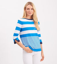 Load image into Gallery viewer, Pima Cotton Stripe Boatneck Below Elbow Sleeves #194301
