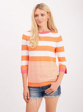 Load image into Gallery viewer, Pima Cotton Stripe Boatneck Below Elbow Sleeves #194301
