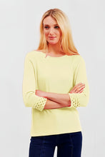 Load image into Gallery viewer, Pima Cotton Boatneck Top w 3/4 Embroidery Sleeve #194306
