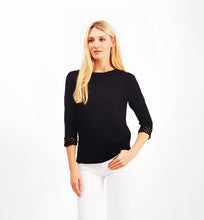 Load image into Gallery viewer, Pima Cotton Boatneck Top w 3/4 Embroidery Sleeve #194306
