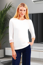 Load image into Gallery viewer, Pima Cotton Long Sleeve Top with Lace Cuff Detaile #194306
