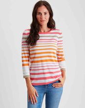 Load image into Gallery viewer, Multi-color Stripe Crew Neck Top #204337
