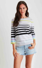 Load image into Gallery viewer, Multi-color Stripe Crew Neck Top #204337
