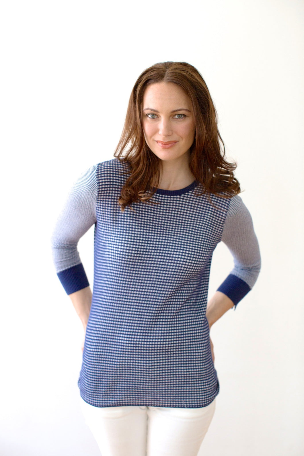 Pima Cotton Grid Rib Crew Neck #33368