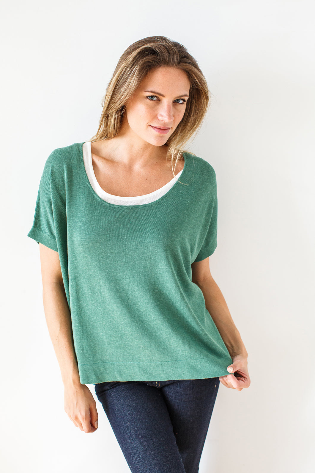 Boxy Scoop Neck Pullover #34275