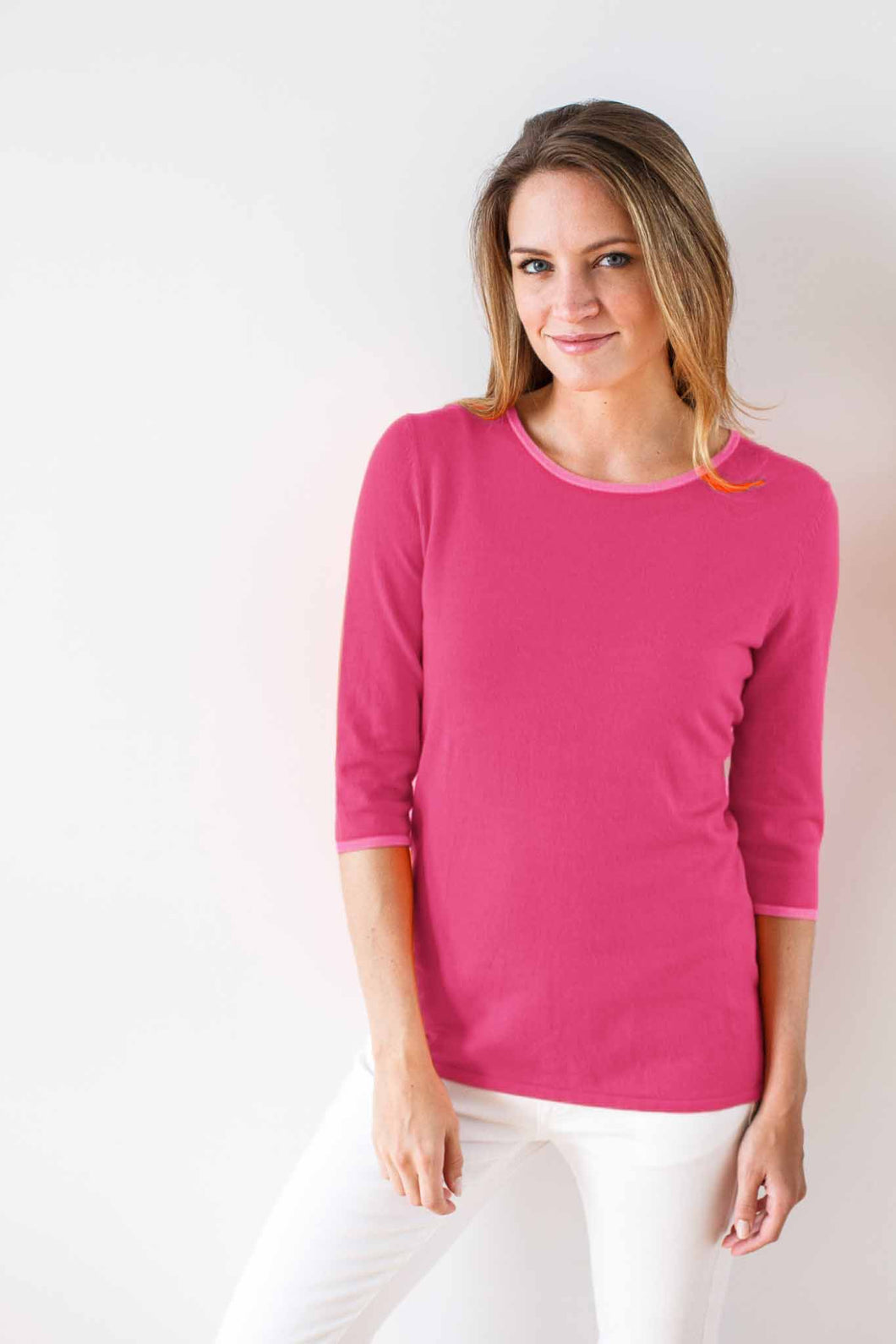 Pima Cotton Back Zip Crew Neck #34384