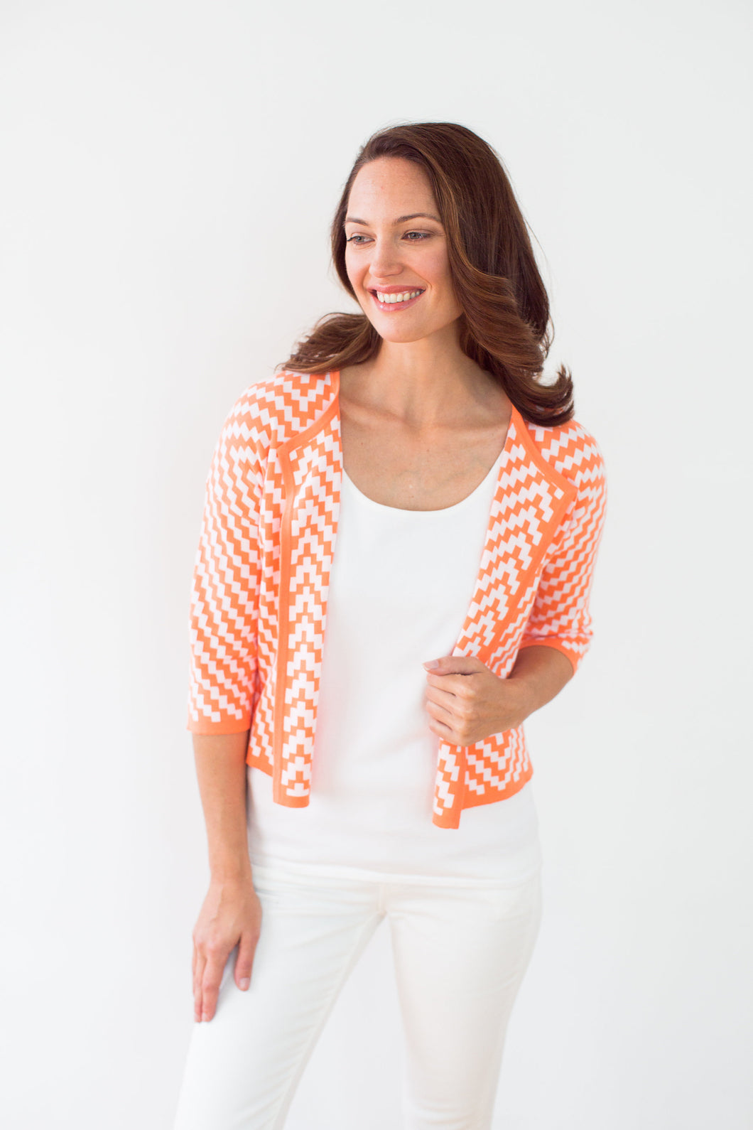 Pima Cotton Zip Zap Short Cardigan #44369