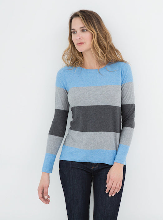 Pima Cotton Striped Crew #171307