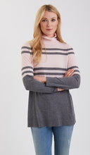 Load image into Gallery viewer, Cashmere Block Stripe Funnel Neck #191724
