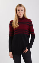 Load image into Gallery viewer, Cashmere Block Stripe Funnel Neck #191724
