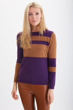 Load image into Gallery viewer, Color-block Crew Neck Cashmere #201135
