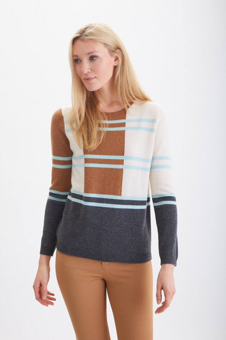 Cashmere Crew Plaid Intarsia #201140