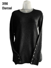 Load image into Gallery viewer, Women Cashmere Cuff Button Sweater #31190 TT
