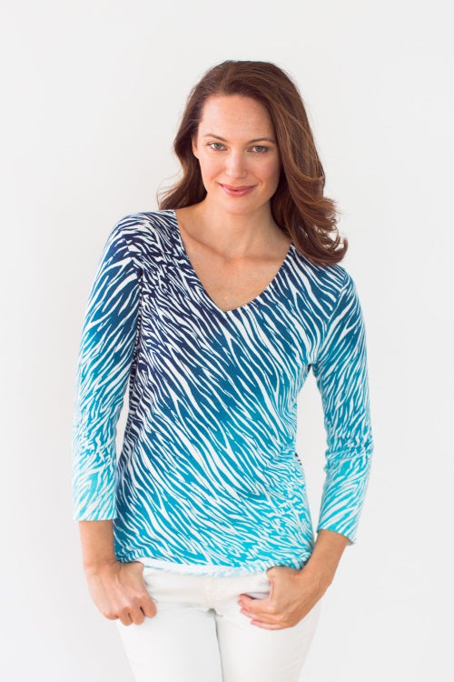 Pima Cotton V in Wave Print Pattern #44374