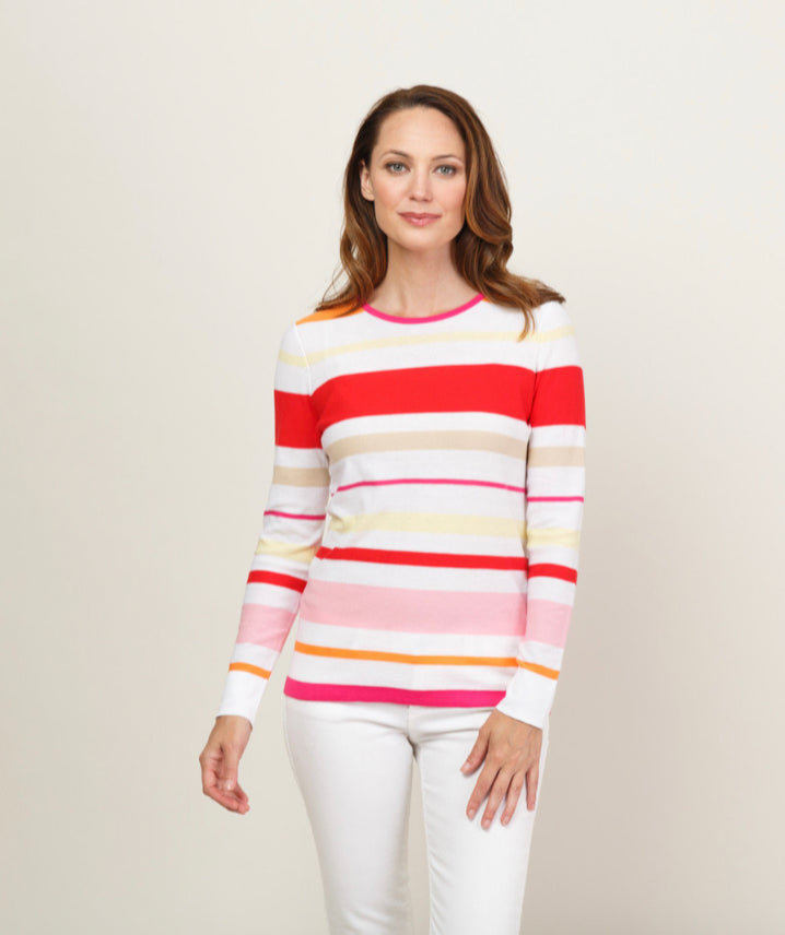 Pima Cotton Striped Crew Neck #153313