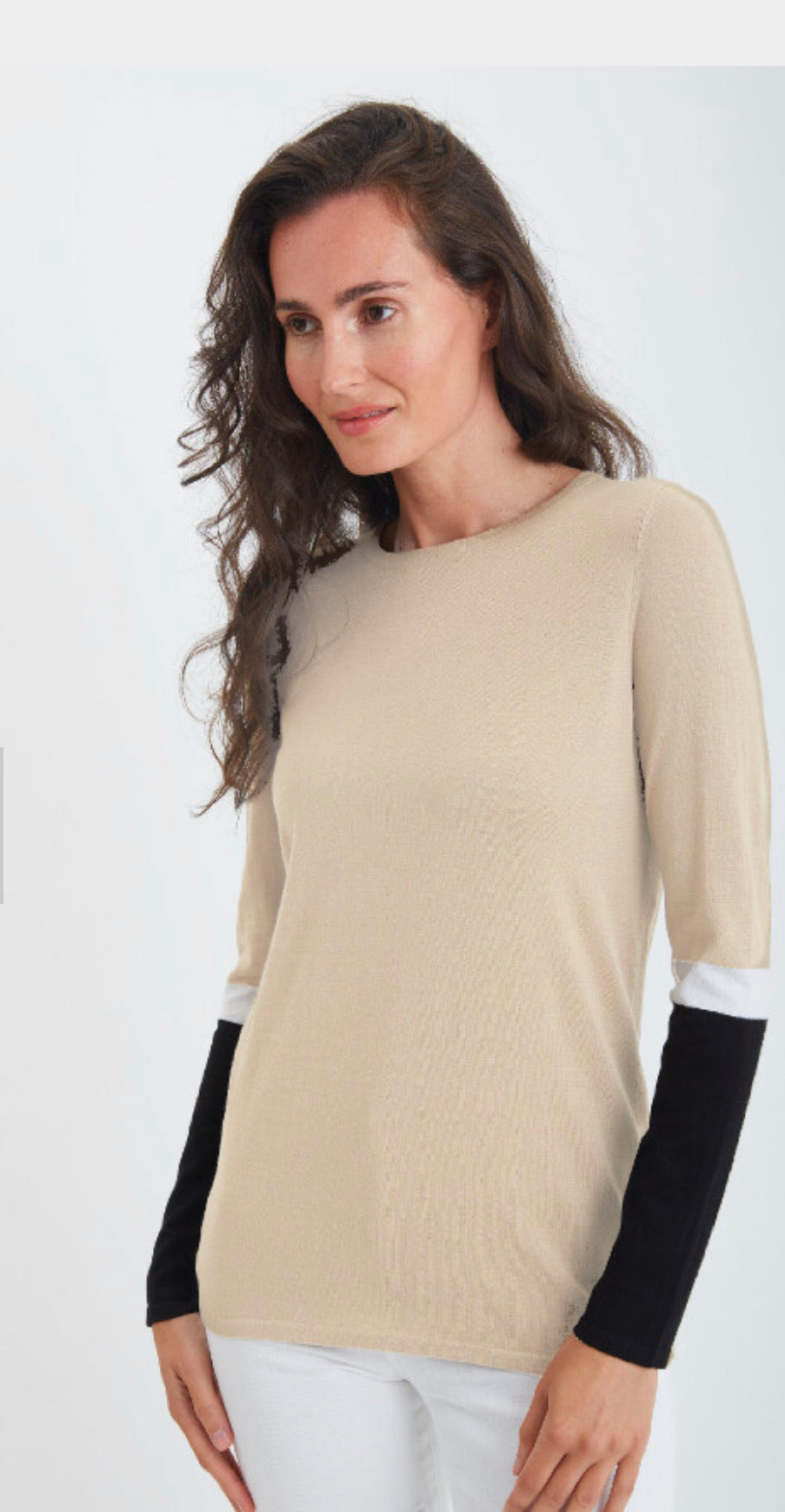 Pima Cotton Color-block Sleeve Top #193301